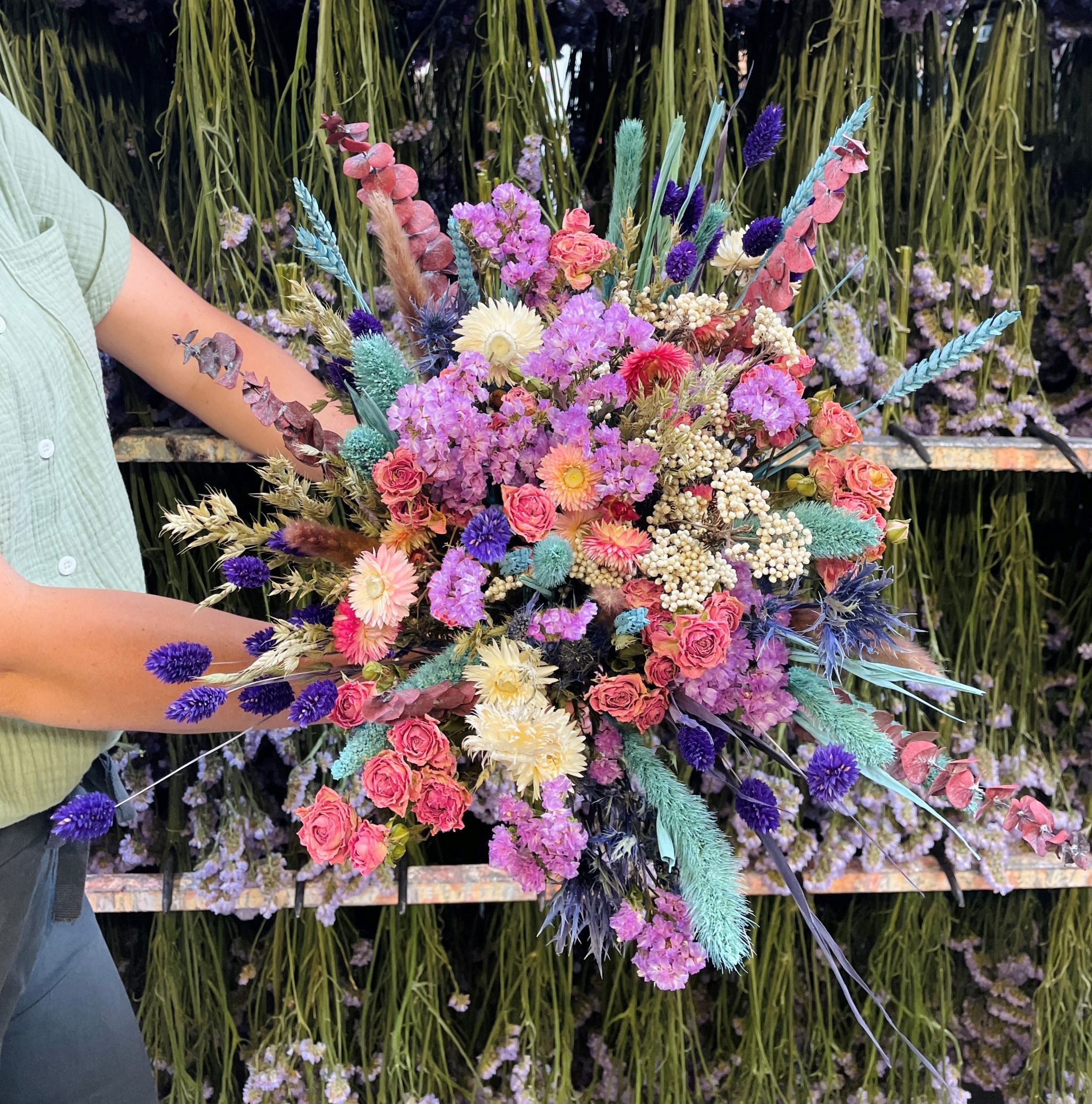 Boeket met gedroogde rozen